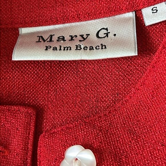 Mary G. Palm Beach Elegant Red W Flower Buttons Dressy Popover NWT SZ S - Picture 6 of 8